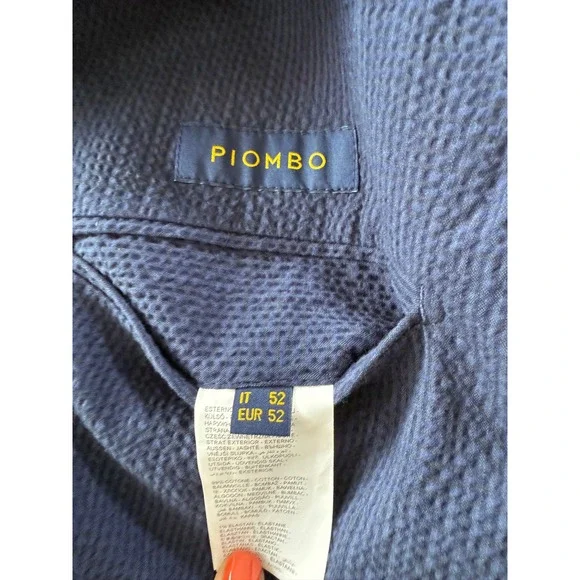 PIOMBO Mens Navy Textured 2 Button Blazer Italian Size 52 EUR 52‎ USA 42 NEW